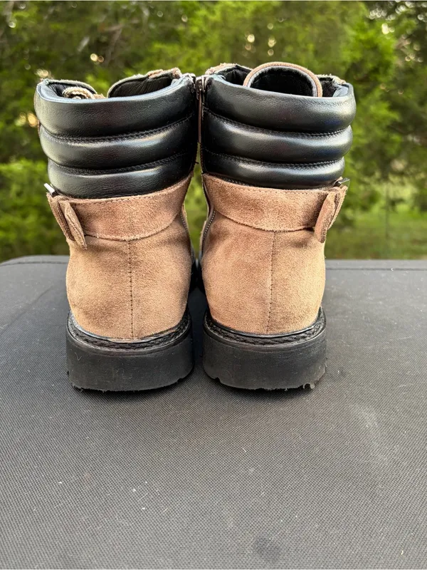 Aquatalia Mayra Weatherproof Suede Ankle Moto Boots Brown Size 10.5 - Image 4