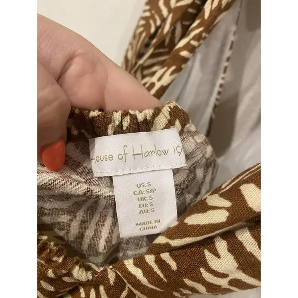 House Of Harlow 1960 Dress Womens Small Brown Animal Print Tie Back Sundress - Image 2