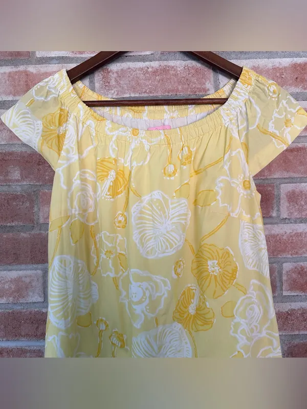 Lilly Pulitzer Shift Dress Women’s XS Butter Yellow Floral Preppy Resort Cotton - Image 3