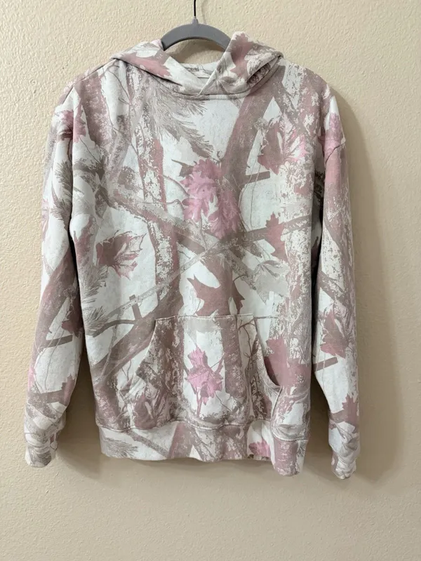 Aéropostale Cloud Soft Womens Camo Pullover Hoodie Pockets Pink XS - Image 3