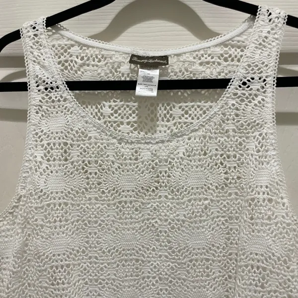 Tommy Bahama White Sleeveless Floral Lace Slip Dress L - Image 3