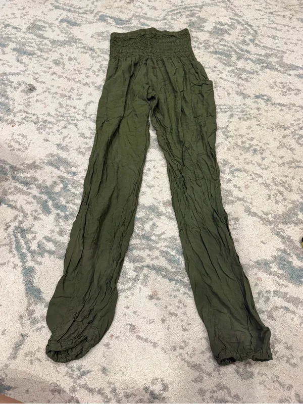 Boho Pants Honeycomb Olive Harem Pants Women’s M 29.5” Inseam - Image 3