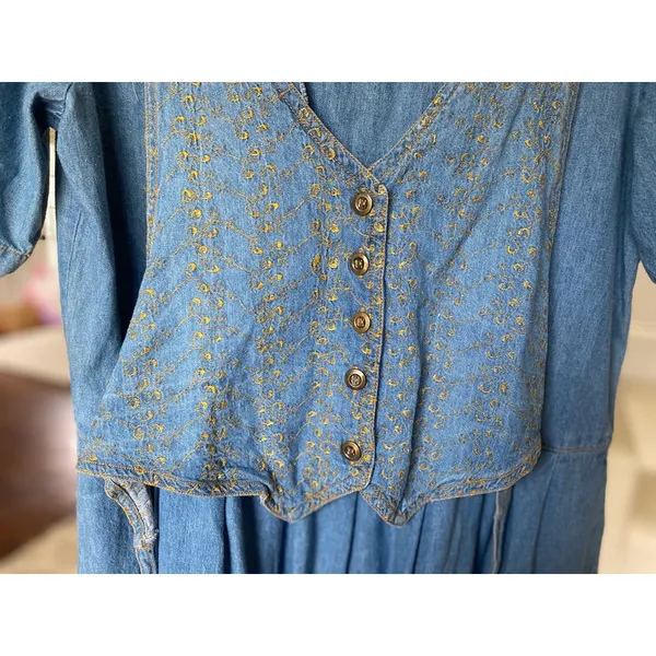 Vintage Friday Wear 100 Cotton Vest Embroidered Cottagecore Boho Prairie Western - Image 7