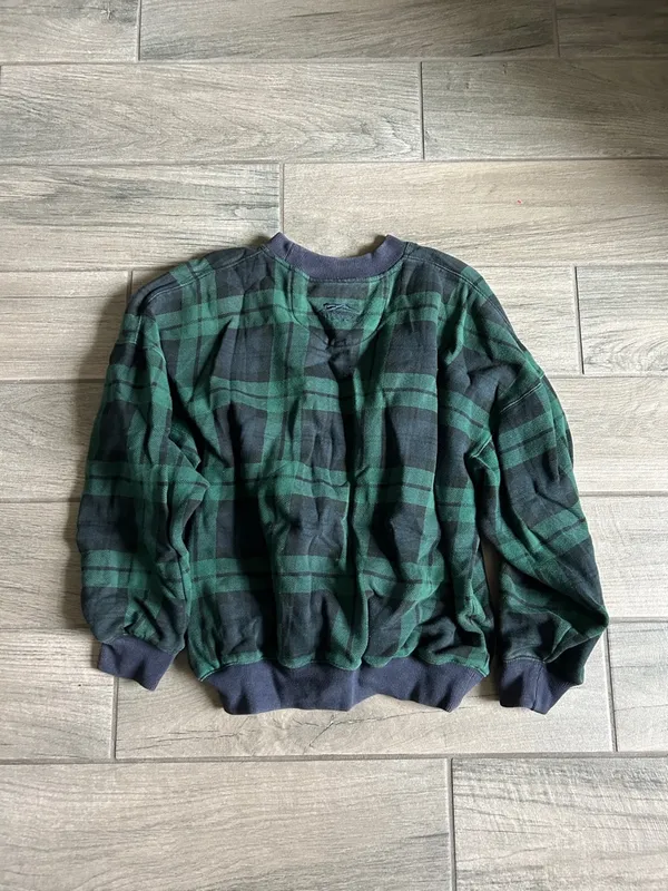 Slazenger navy and Green Plaid Crewneck Sweater - Image 6