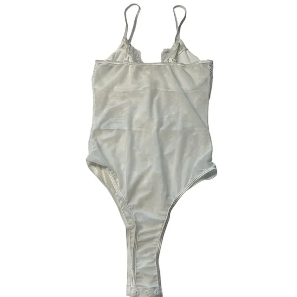 Mesh & Lace Teddy Bodysuit White‎ Bachelorette Party Going Out Outfit Size S New - Image 4