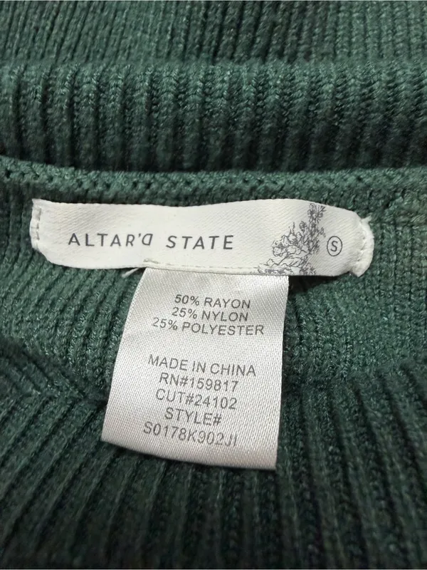 Altar’d State Oversized Mock Neck Sweater Green Slouchy Knit Small - Image 5