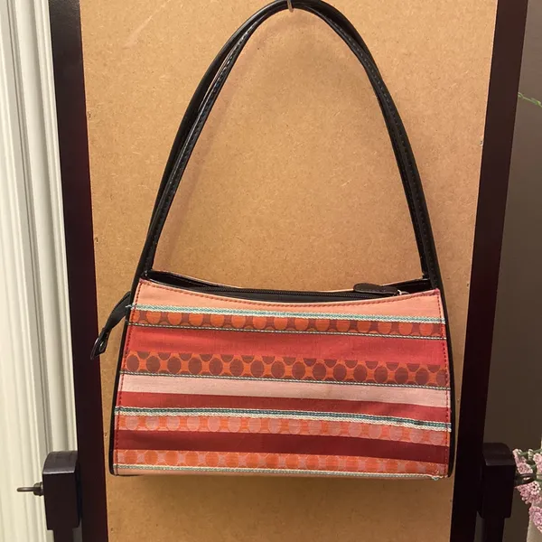 Vintage Kate Spade leather & clothe shoulder purse clutch bag - Image 5