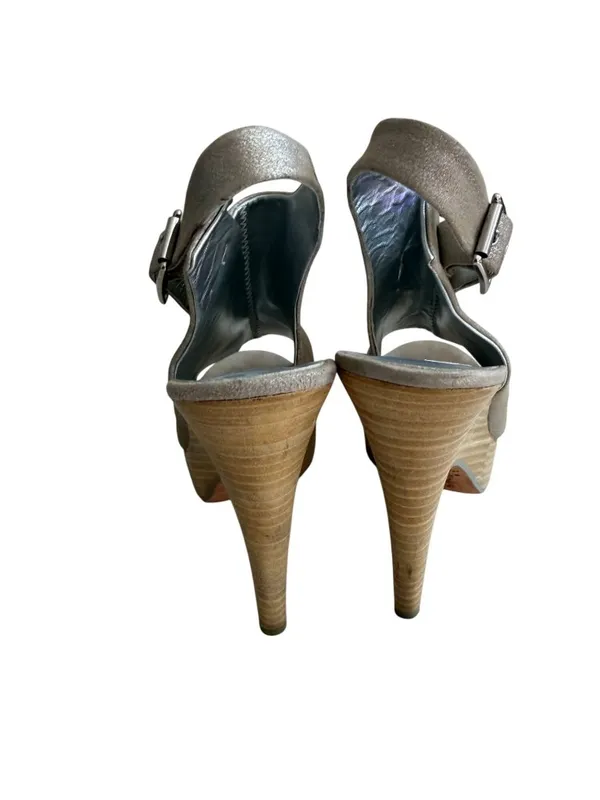 DOLCE VITA Silver Platform Slingback Heels Size 8.5 - Image 7
