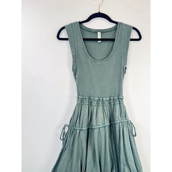 Anthropologie Daily Practice Mini Dress Green Bubble Ribbed Tank Stretch 2XS XXS - Image 5