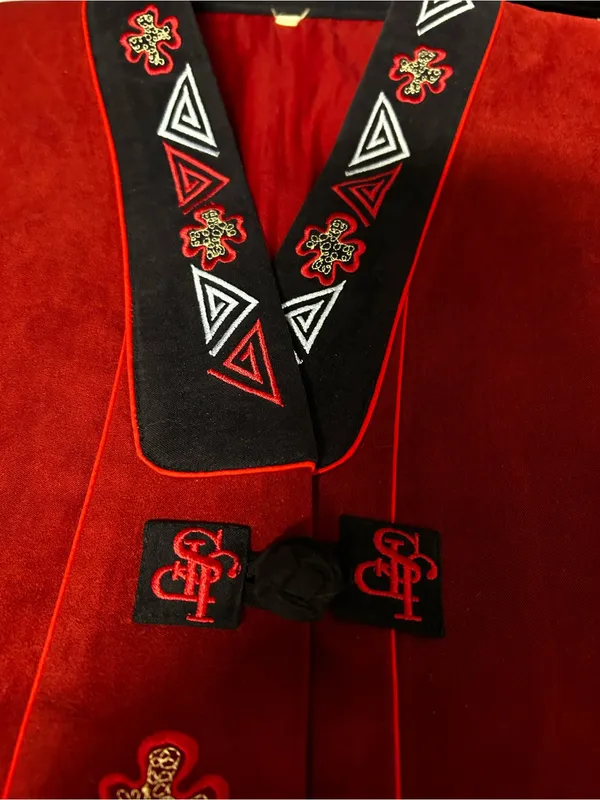 Faux suede tribal jacket with embroidery Red Size L - Image 10