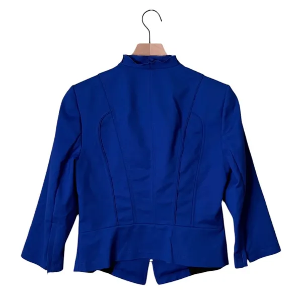 White House Black Market Moto Style Jacket Zip Front Cobalt Blue Women’s Size 8 - Image 3