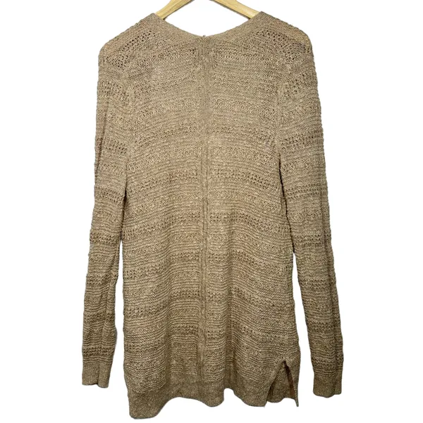 Abercrombie & Fitch Tan Ribbed Knit Pockets Long Sleeve Cardigan Sweater Size S - Image 2