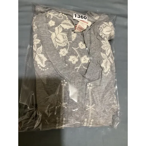 Sundance Grey Embroidered Cotton Snap Front Duster Cardigan Dress Medium - Image 8