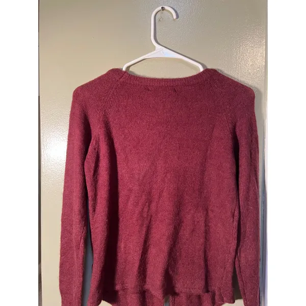 Olivaceous Women's Size Small Knit Top Long Sleeve Tie Front Burgundy Soft - Image 6