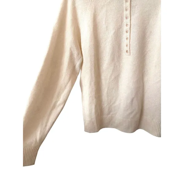 NAADAM Cashmere Quarter Button Sweater Ivory Large White - Image 5