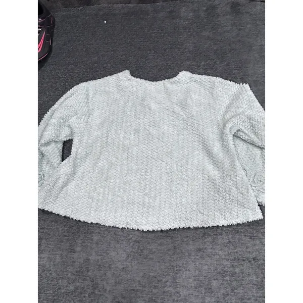 VTG STANHERMAN Womens Cardigan Chenille Crop Large Mint Green Preppy Barbie - Image 4