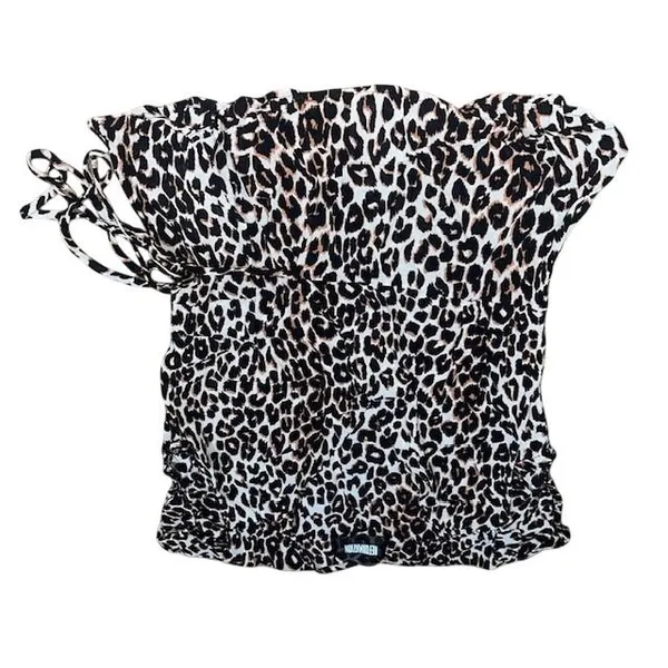 Reformation April Moxie Wrap Top Leopard Animal Print‎ Brown XS - Image 3