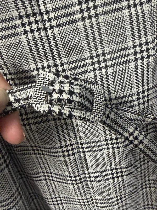 H&M Black and White Plaid Short Sleeve Midi Dress - Image 3