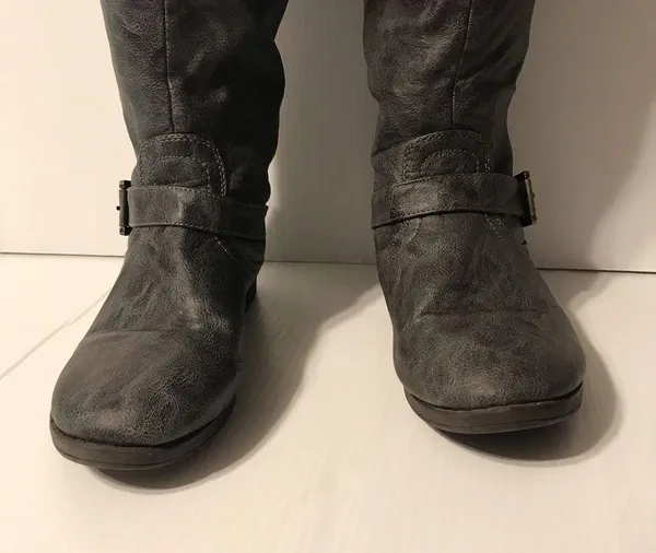 Journee Collection gray red tall boots women size 10 - Image 4