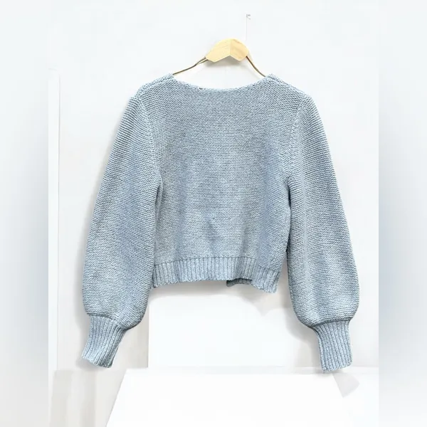COMMENSE Crew Neck Bow Knit Top Gray Size M - Image 14