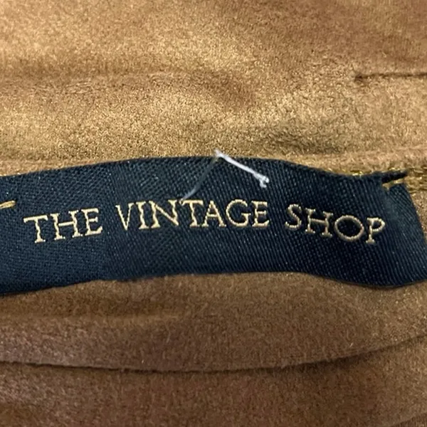 The Vintage Shop Brown Faux Suede Vegan Sleeveless Cami Mini Bodycon Dress Sz S - Image 4