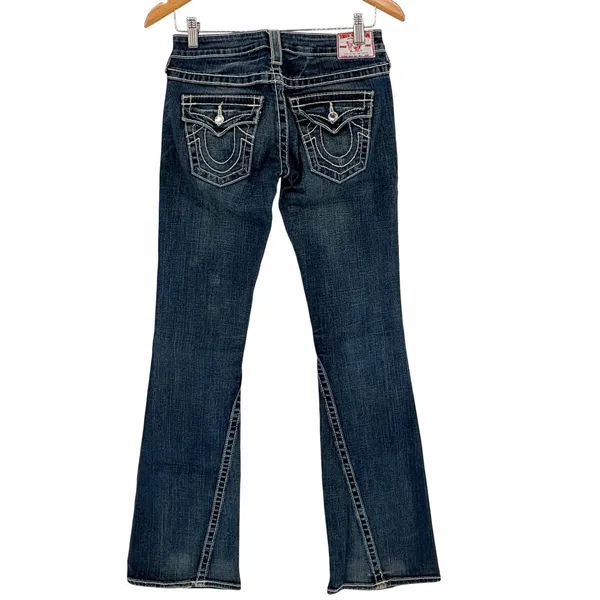 True Religion Disco Joey Big T Jeans Womens 26 Blue Flare Crystal‎ Embellish Y2K - Image 3