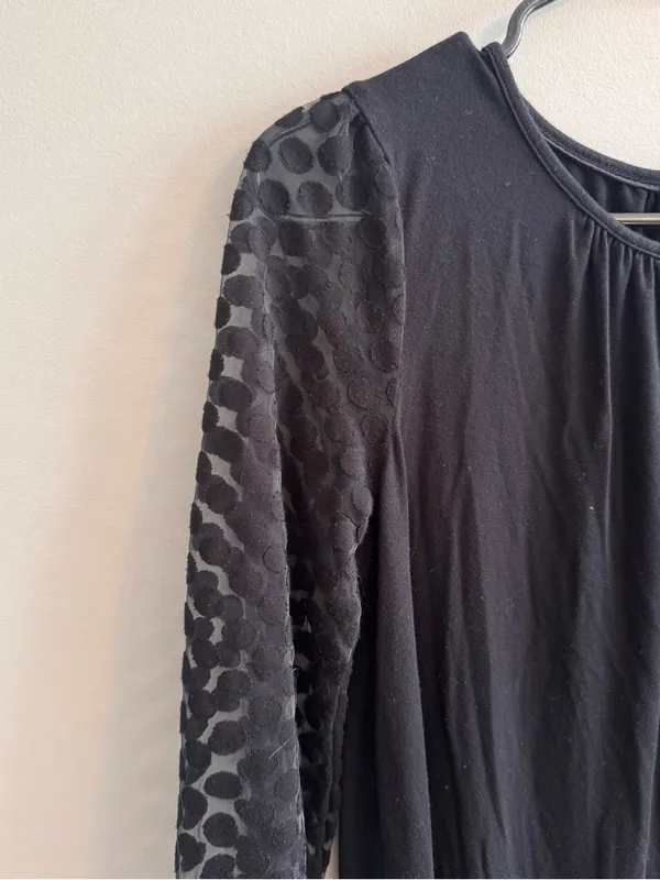 Boden Black Sheer Polka Dot Sleeve Blouse Women’s US 6 - Image 5