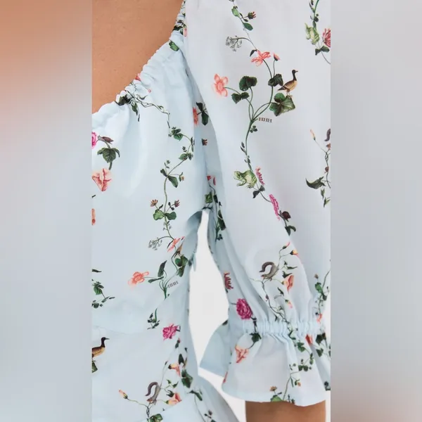 SOLD OUT Hill House Home The Ophelia Mini Dress in Pond Floral Size XS - Image 5