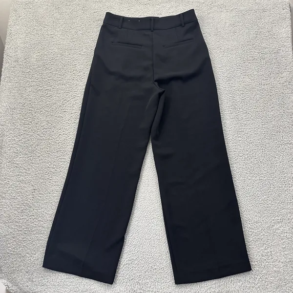 Loft The Peyton Trouser Pants Crepe Black Wide Leg Preppy Women's 8 x 30 - Image 3