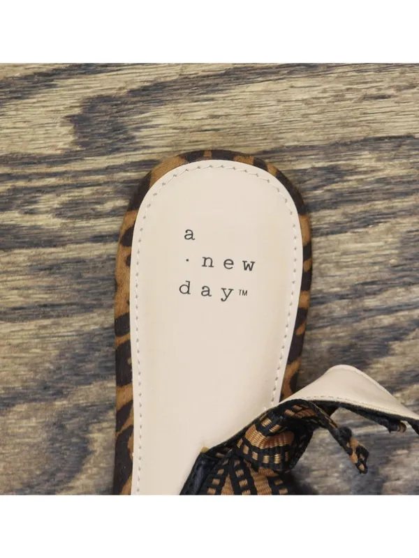 NEW A New Day London Lace Slingback Bow Flats 94303556 Cheetah Brown Multi 7.5M - Image 10