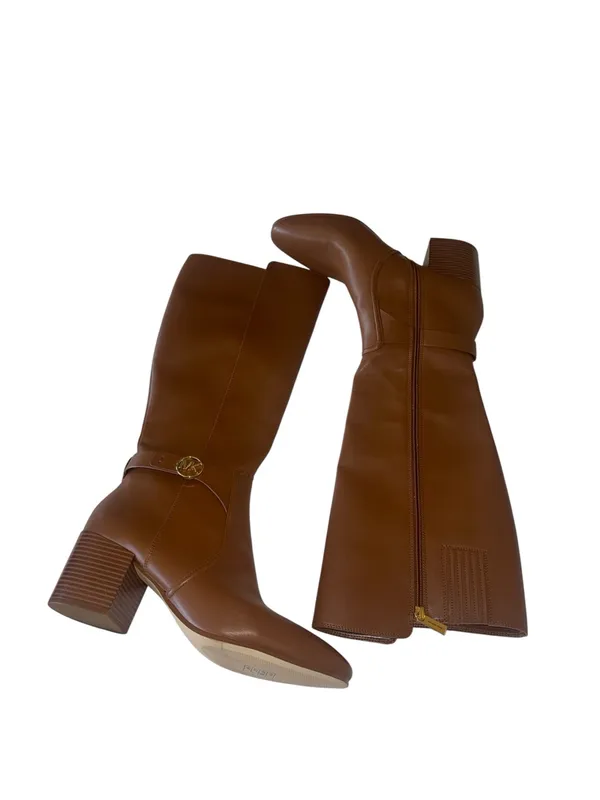 NEW Michael Kors Faux Leather Tall Riding Boot Logo SZ-11M Brown MK Logo - Image 6