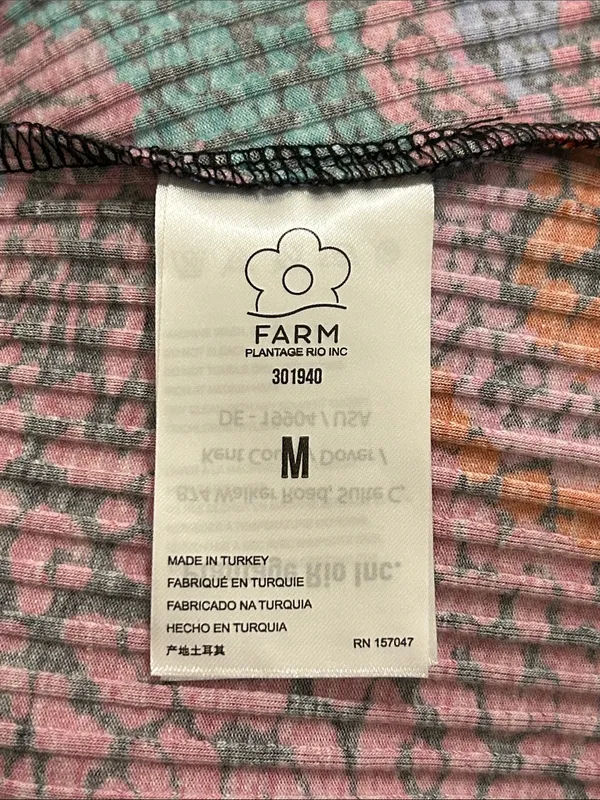 Farm Rio Rainbow Mix Jersey Dress Ribbed Knit Long Sleeve Midi New Size Medium - Image 11