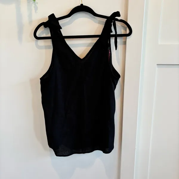 Savanna Jane the Bella Horatio Ribbon Tie Linen Blend Embroidered Tank Women's S - Image 5