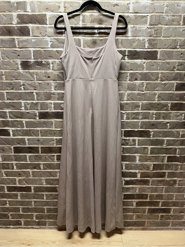 Birdy Grey Alex Sleeveless Maxi Dress Gown Light Beige / Tan / Nude Slit Large - Image 2