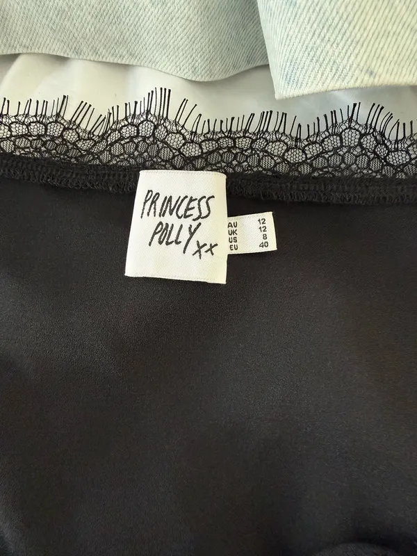 Princess Polly Black Satin Top Long Sleeve - Image 2