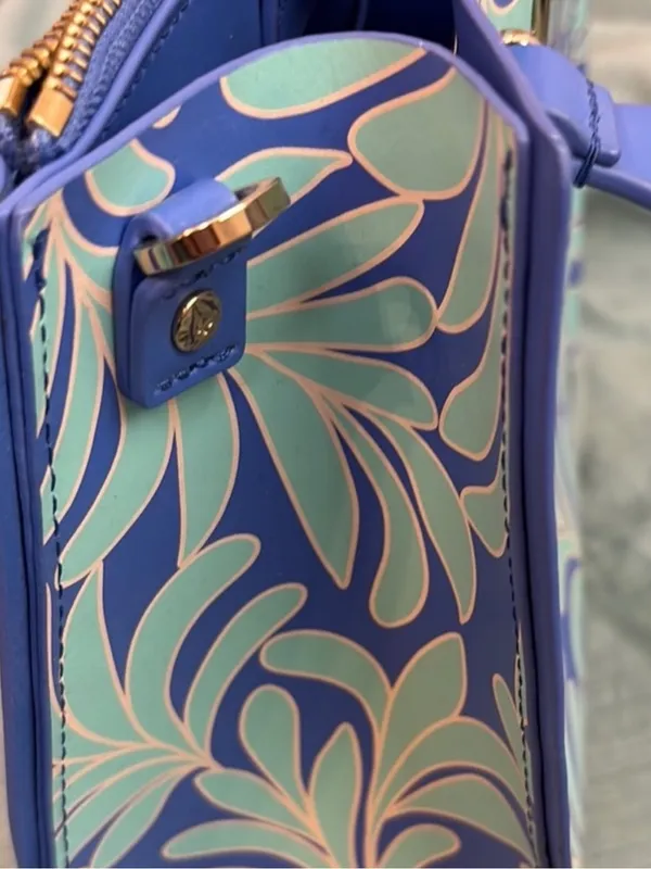 Kate Spade Cobalt Blue and Mint Green SeaFern Leaf-Print Tote - Image 9