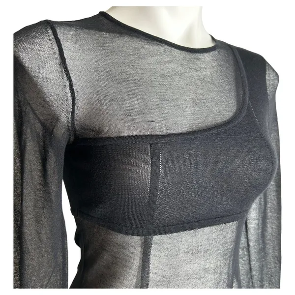 Gauge81 Feriz Womens Black Sheer Round Neck Long Sleeve Bodysuit Small ($355) - Image 11