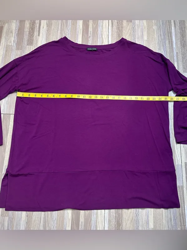 Eileen Fisher Plum Long Sleeve Relaxed Tee Women’s Size XL - Image 2