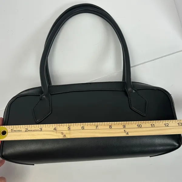 Moda Luxe Black Shoulder Bag Faux Leather Zip Top Top Handle Purse‎ - Image 5
