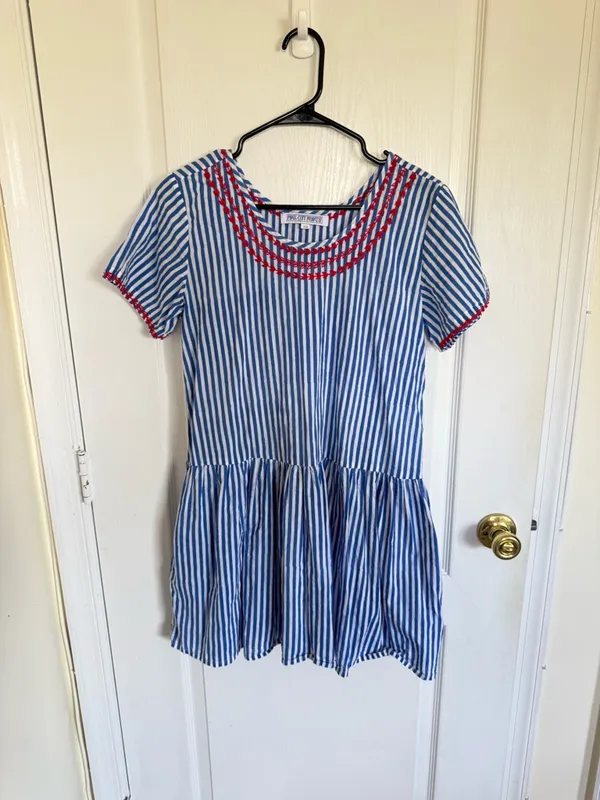 Tuckernuck Pink City Prints Blue Striped Mini Dress - Image 2