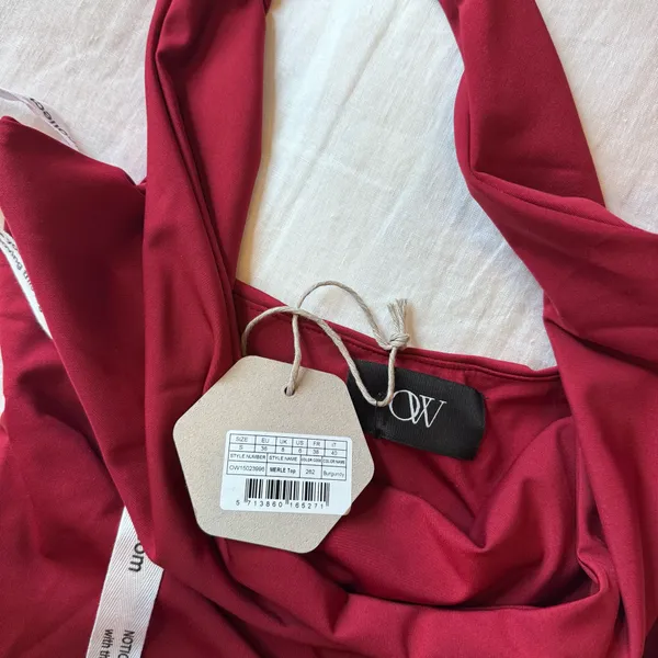 OW Collection Merle Draped Top Red - Image 8