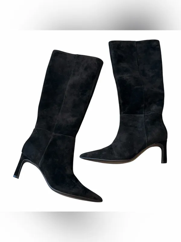 Nine West NEW Marc Fisher Genuine Leather Pull On Tall Boot Black SZ-9M - Image 3