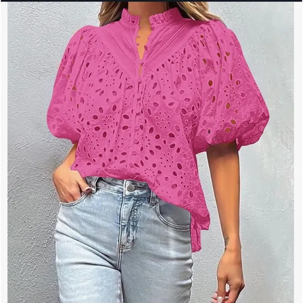 PrettyGarden Women’s Hollow Out Lace Embroidered Blouse - Image 2