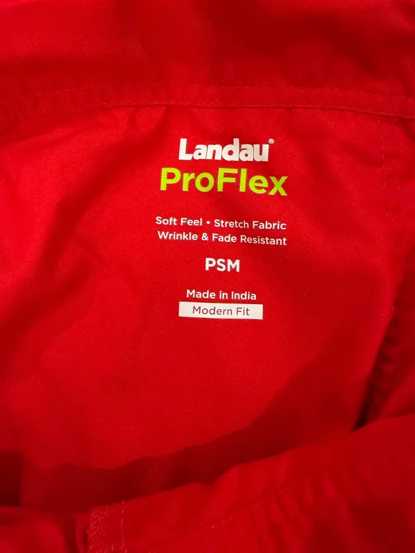 Landau Red W/Green accent Scrub Pants PSM - Image 2