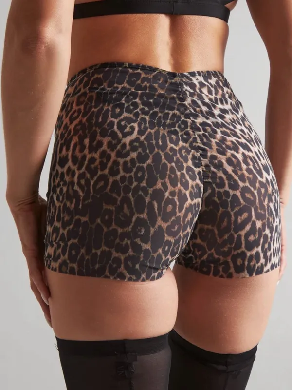 NEW Harna Moire Leopard print mesh pole dance shorts in size S - Image 2