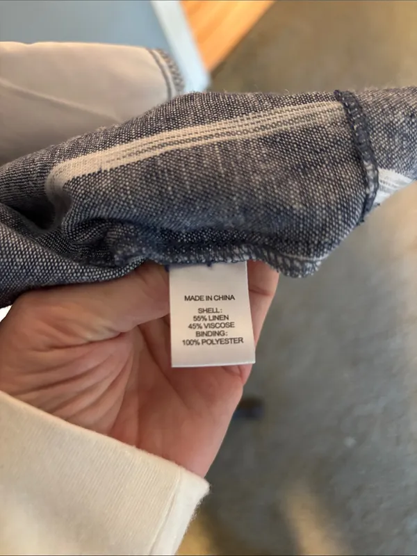 DREW Blue and White Striped Linen Single Breasted Jacket - Image 8