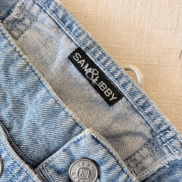 Sam & Libby Vintage 90s Wide Leg‎ Sailor Jeans Light Wash Lace Up Back 32 - Image 2