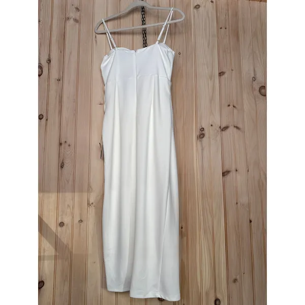 Lulus Always Turning Heads White Bustier Tulip Midi Dress Banquet Party Medium - Image 5