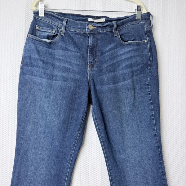 Levi's 505 Straight‎ Jeans Women 12 Dark Wash Blue Stretch Denim Mid Rise Retro - Image 3