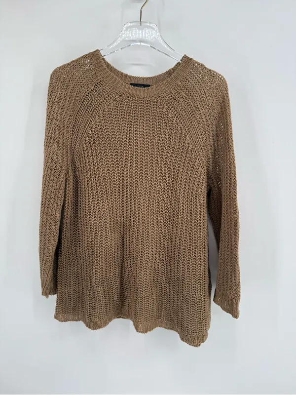 J Crew Relaxed-Fit Linen Beach Sweater Brown Women's medium - Image 4